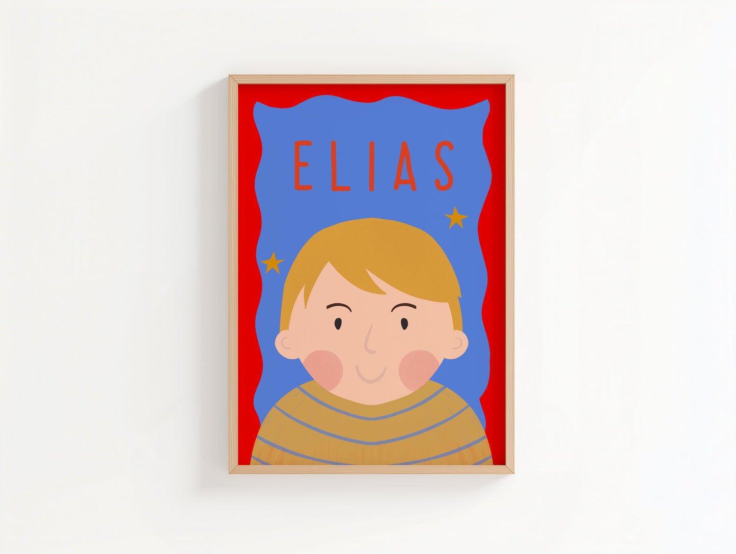 Personalised Boy Portrait Red and Blue Background