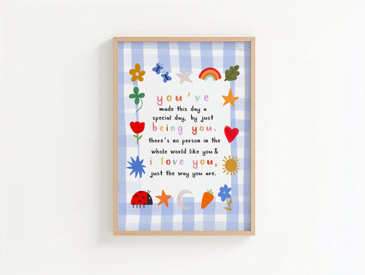 I Love You Just The Way You Are Blue Wall Print
